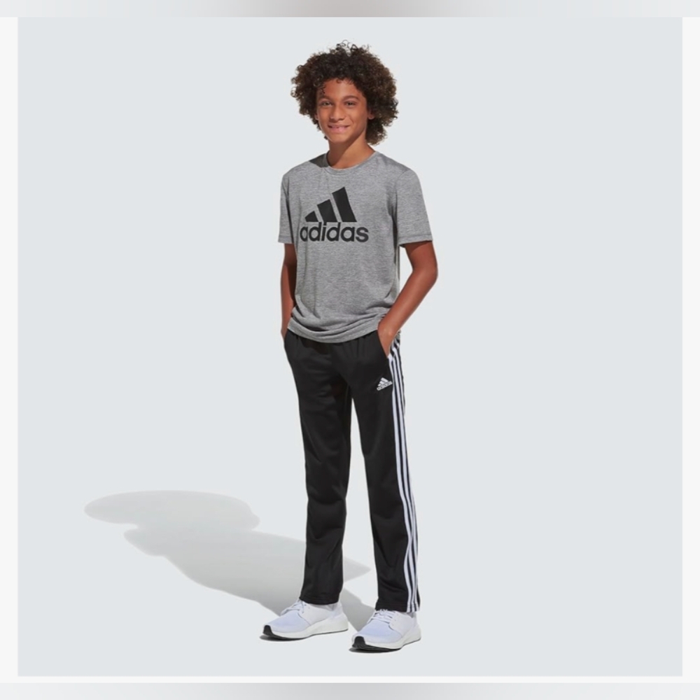Adidas Black White 3 Stripe Track Pants Slit Pockets Youth Large 14/16 EUC